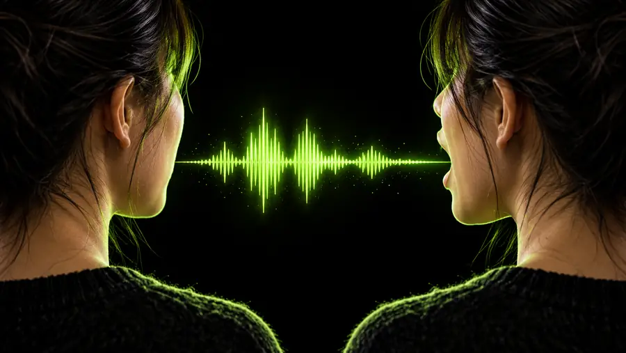 Visual reference showing a subject after mouth and speech timing are aligned